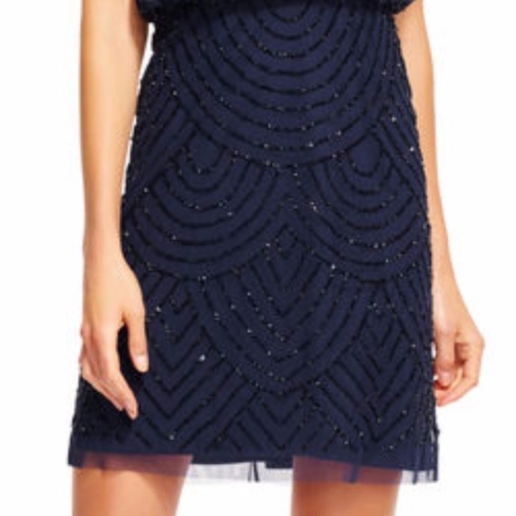 Adrianna Papell sequin blouson dress Navy Black - Picture 3 of 8